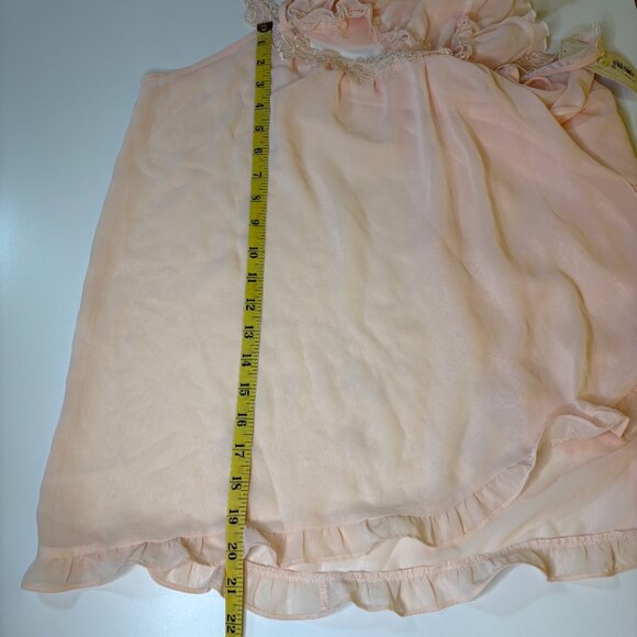 Flora Nikrooz Womens Sheer Babydoll Lingerie Set Size M Peach Heart Embroidered - Picture 9 of 11